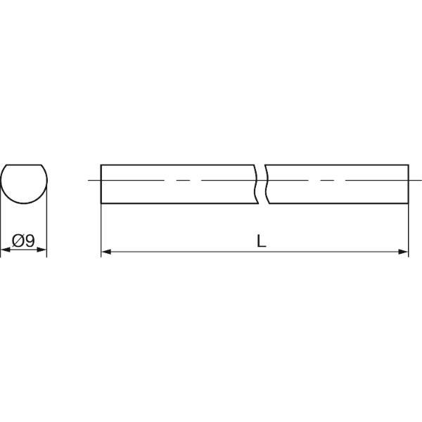 Maco #94126 Rustico Drehstange abgeflacht D-9mm L=1400mm schwarz