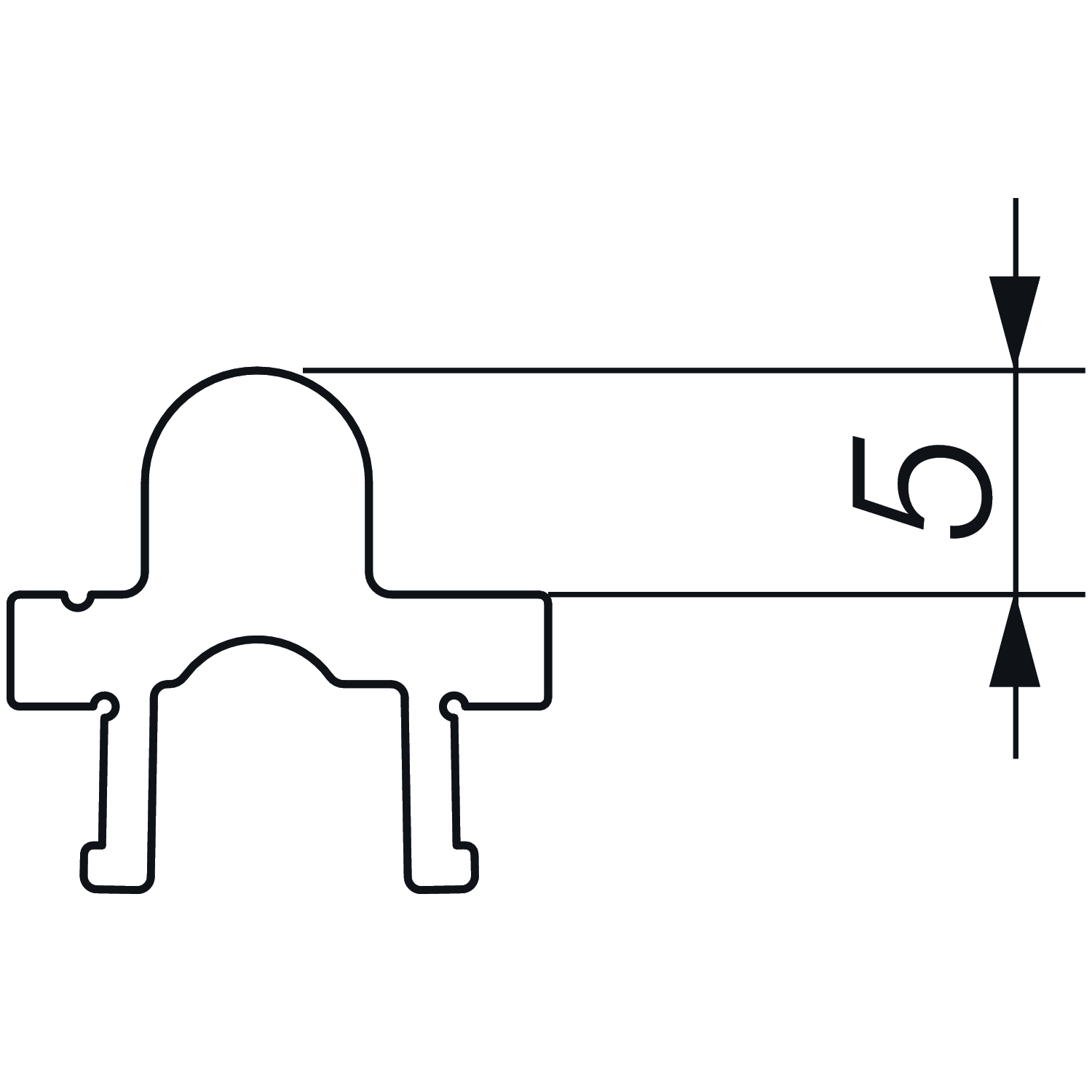 HAUTAU ATRIUM HS Laufschiene Nr. 24 TT2, H=5 mm, L=6500 mm, silber eloxiert