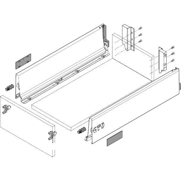 blum TANDEMBOX antaro SET Höhe K, BLUMOTION M, 30kg, NL 350, grau RAL 9006