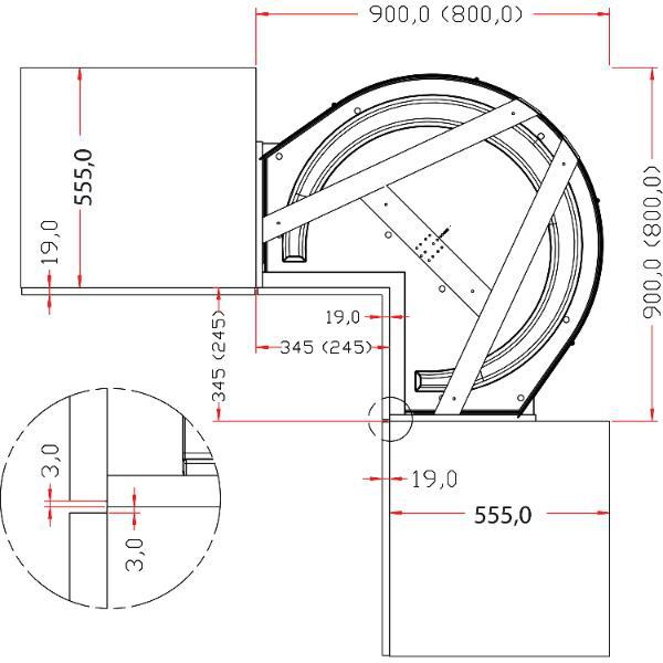 ninka mondo Eckschrank-Drehbeschlag Winkelfalttür 90 Grad Korpusbreite 800mm