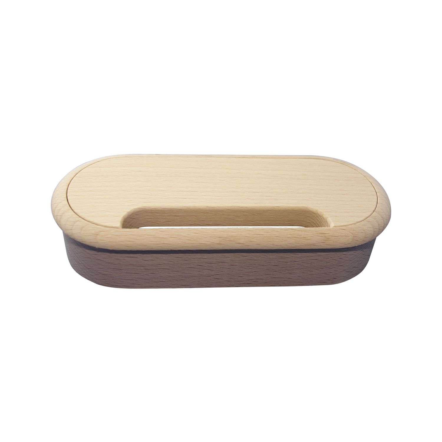 Kabeldurchgang oval, Holz, 57 x 143 mm, Buche roh