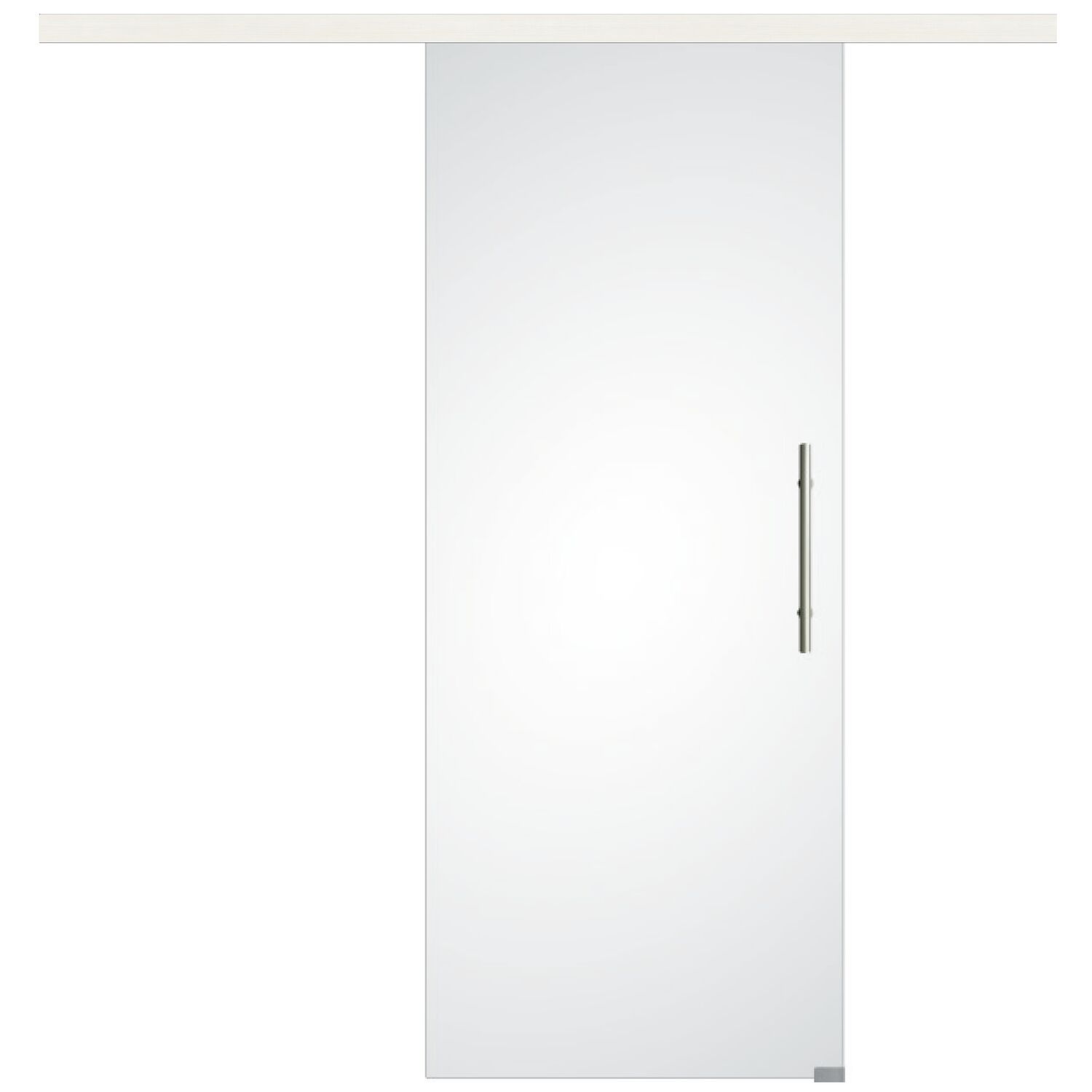 Glasschiebetür Set Satiniert, 920x2100mm, Inlay CPL Bianco, Stoßgriff silber