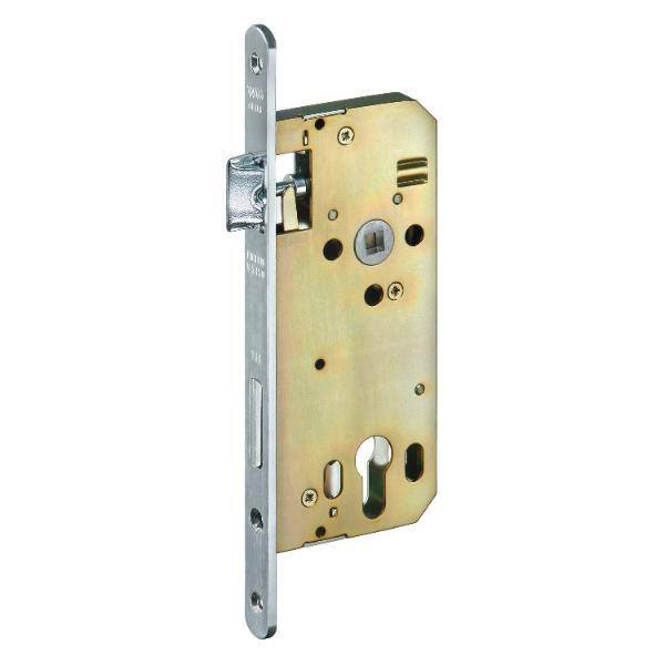 Grundmann WG Einstemmschloss 421 R, PZW, DM 60, Stahl verzinkt silberfärbig Nuss 9 mm