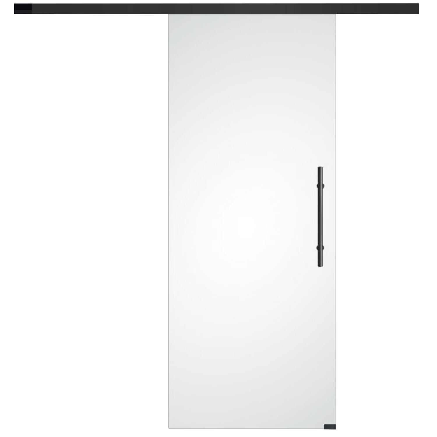 Glasschiebetür Set Satiniert, 920x2100 mm, Beschläge/Stoßgriff schwarz