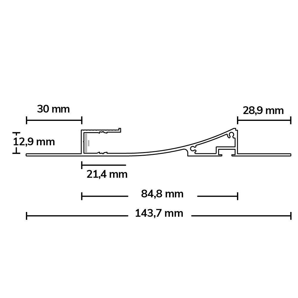 ISOLED LED Trockenbau-Leuchtenprofil Single Curve schwarz pulverbeschichtet 200cm