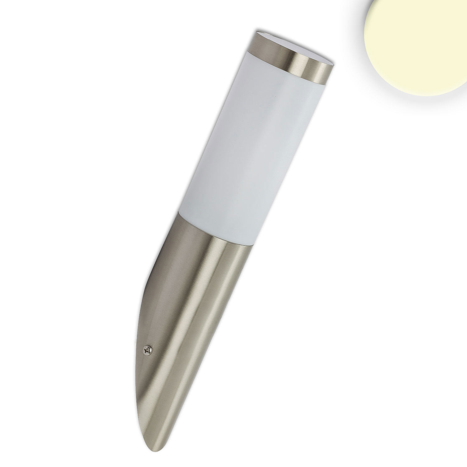 ISOLED Wandleuchte Edelstahl IP44 warmweiß inkl. E27 LED Leuchtmittel 9W