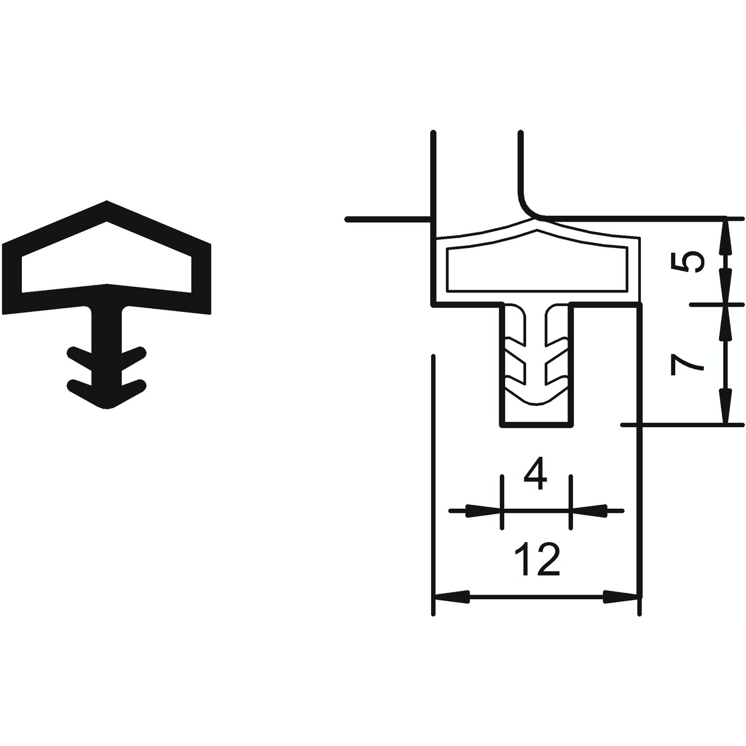 Türanschlagdichtung M 680, Kunststoff braun (50 m)