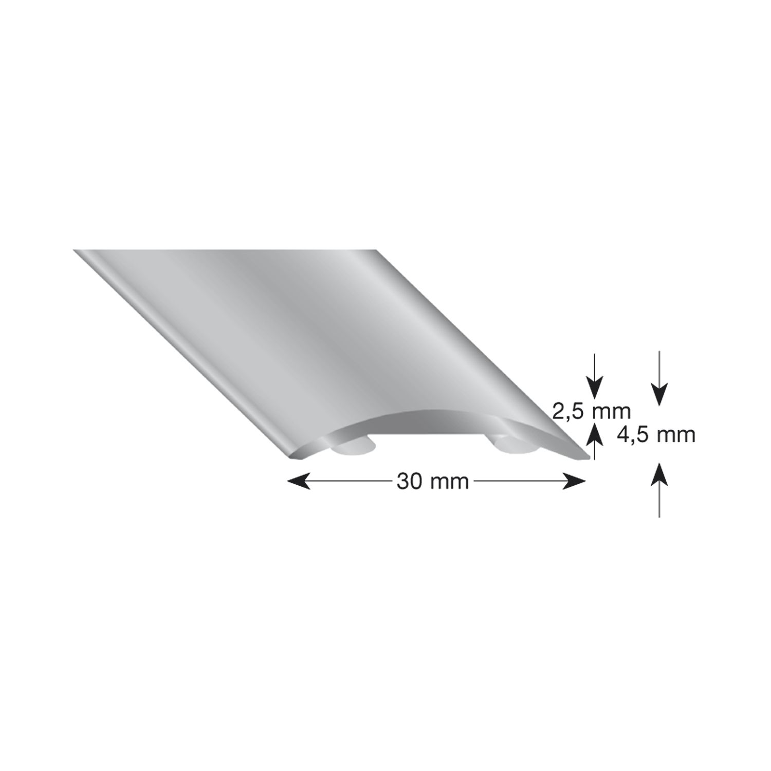 Kügele Hohlflachprofil Alu silber eloxiert, selbstklebend, 30/1000 mm
