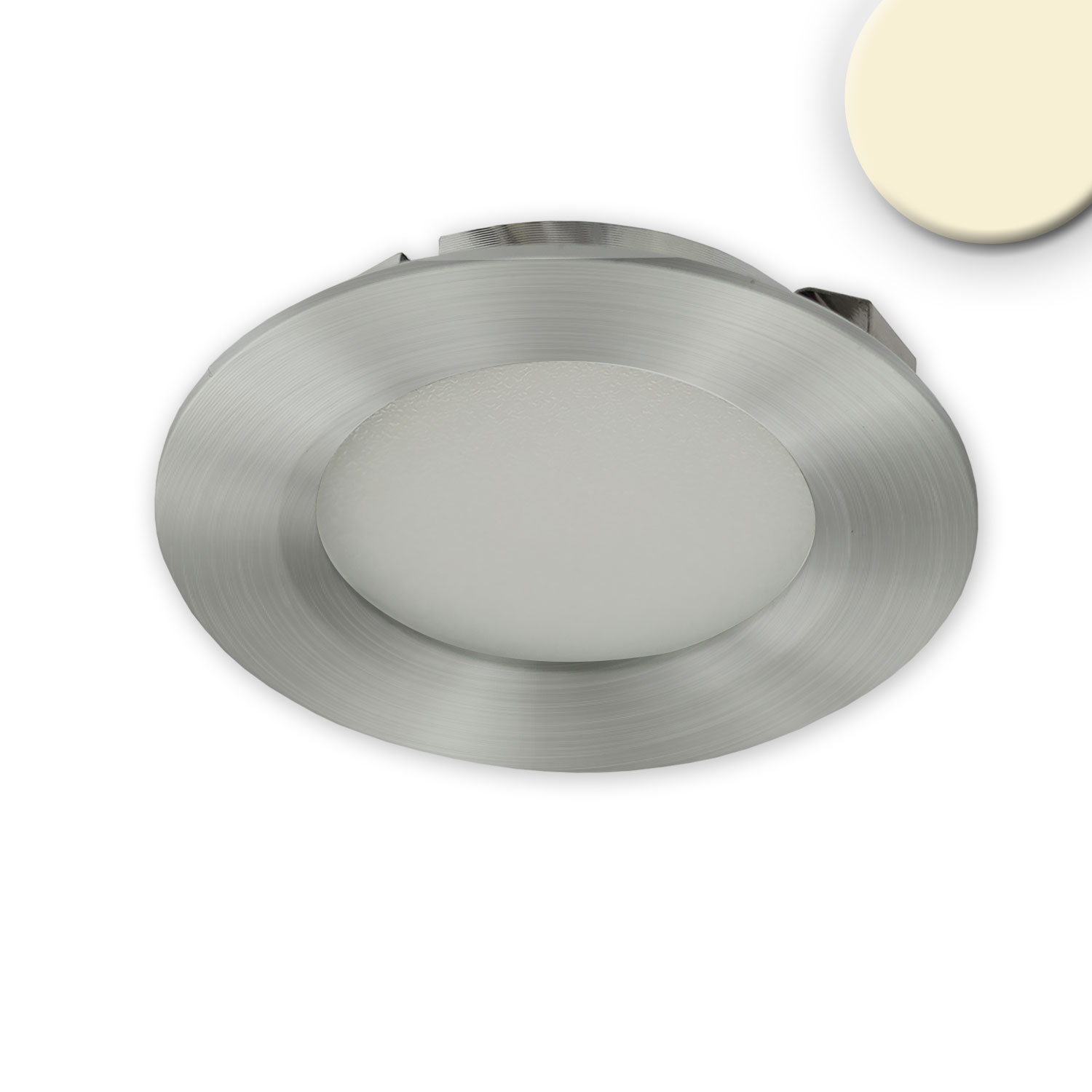 ISOLED LED Möbeleinbaustrahler MiniAMP ALU gebürstet rund 3W 120° 24V DC warmweiß 3000K dimmbar