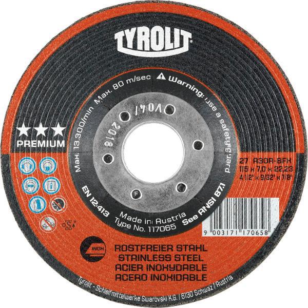 Tyrolit Schruppscheibe Premium*** Inox 115 x 7 mm Form 27