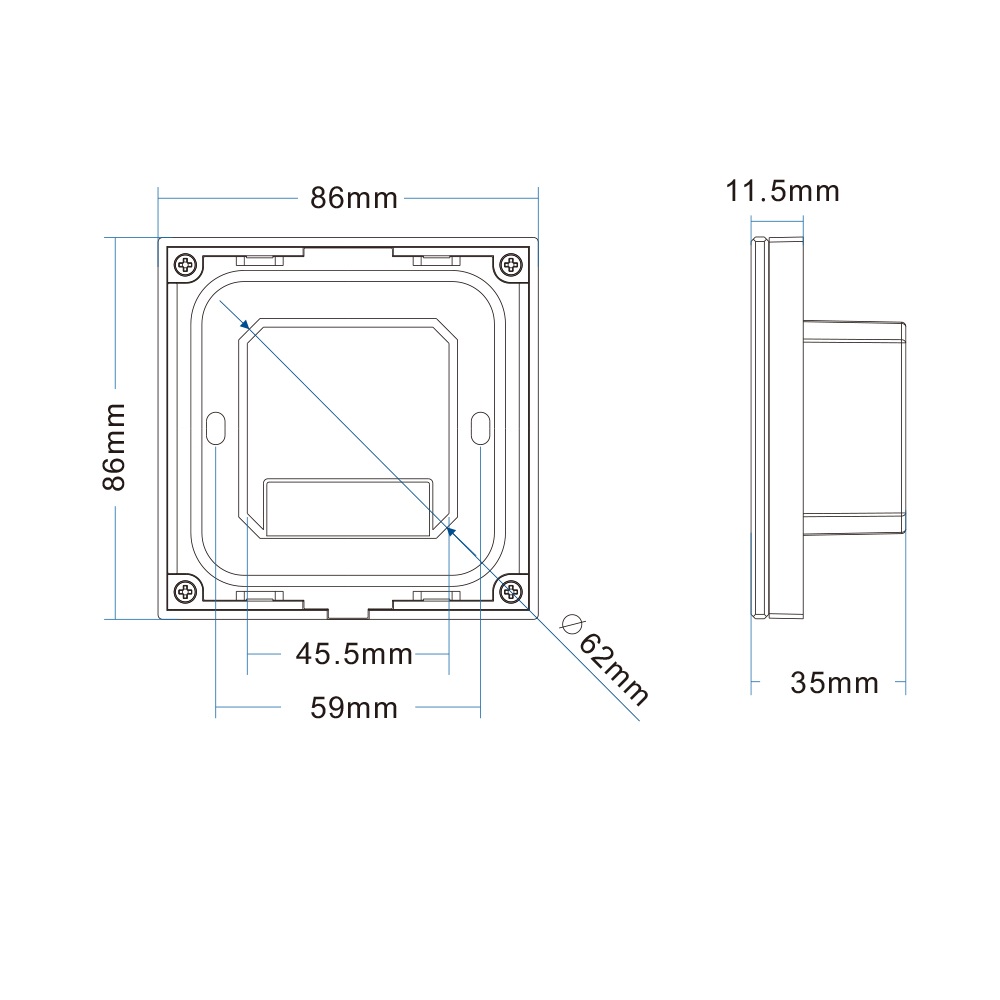 ISOLED Sys-Pro weißdynamische 4 Zonen Einbau-Touch-Fernbedienung + DMX Output schwarz 230V
