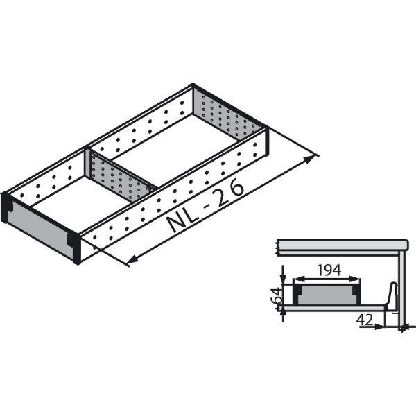 blum ORGA-LINE Einzel-Set Korpusbreite 305/NL500 mm Edelstahl/Kunststoff