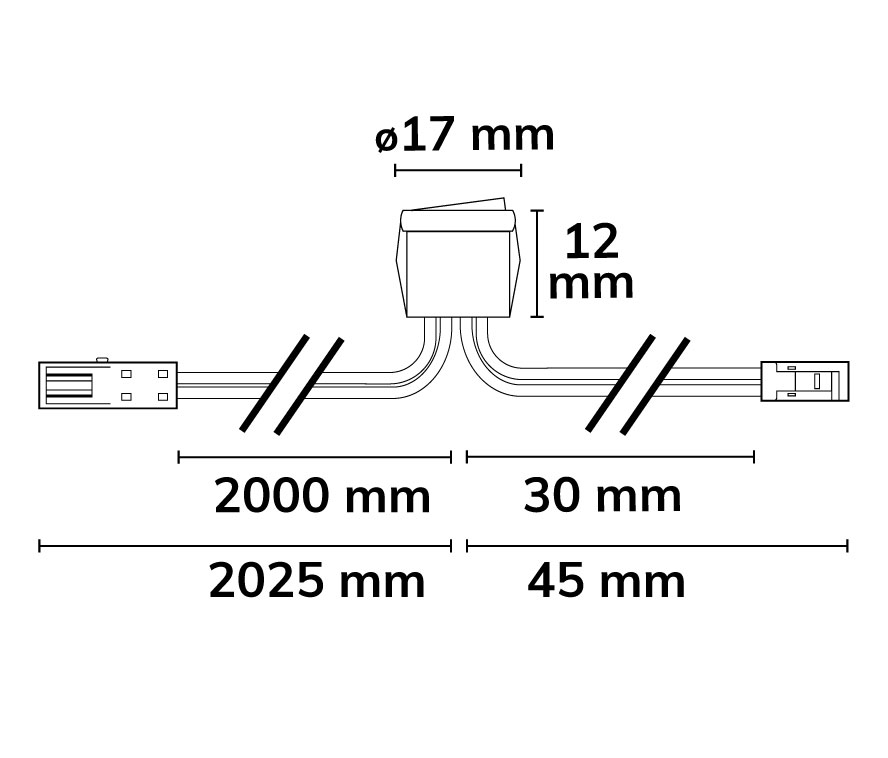 ISOLED MiniAMP Einbauschalter Ein/Aus female-Buchse und male-Stecker 30cm+200cm 2-polig weiß max. 5A