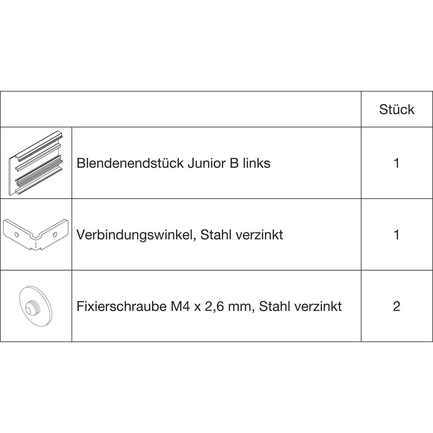 HAWA-Junior 100/B Abdeckkappen-Set Clipblende 60 mm links silber (30147)