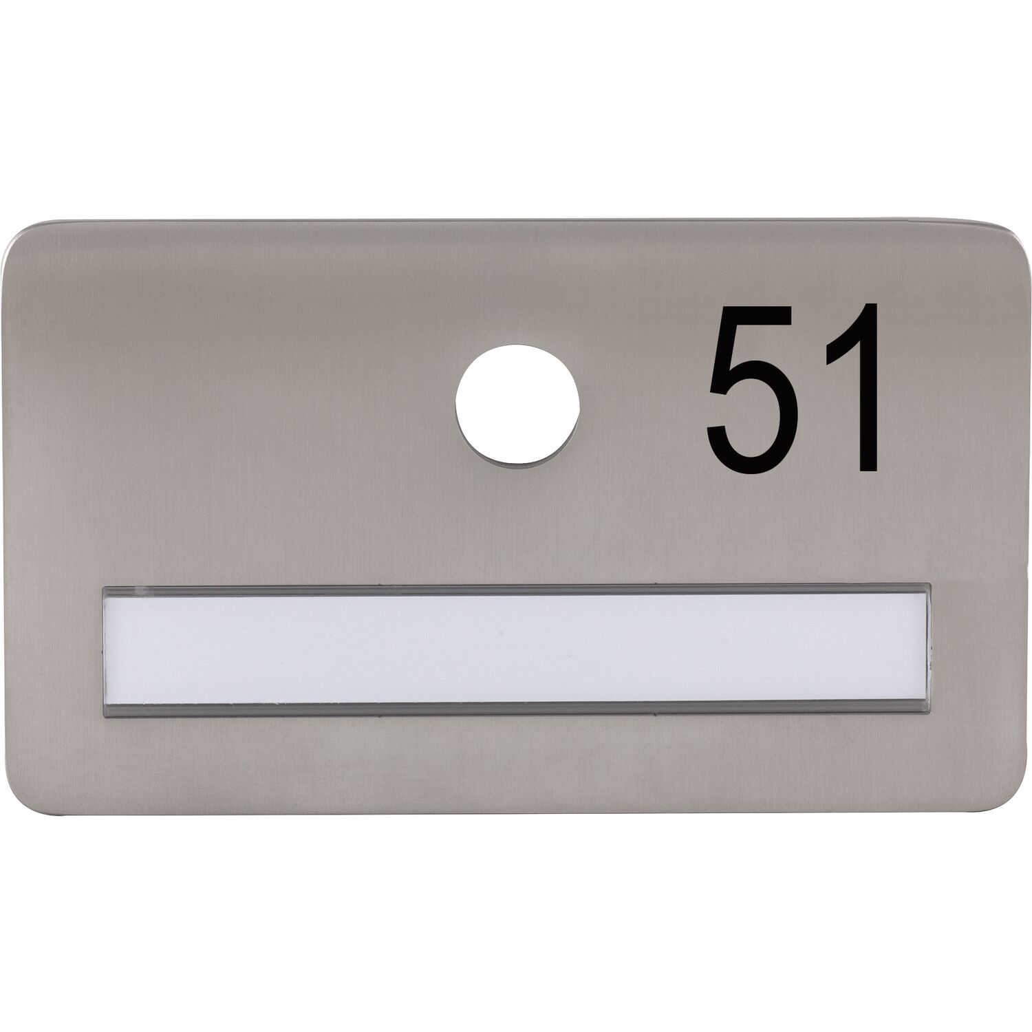 SOLIDO Namensschild ohne Spion mit Gravur Nummer, 120x70 mm, Edelstahl satiniert