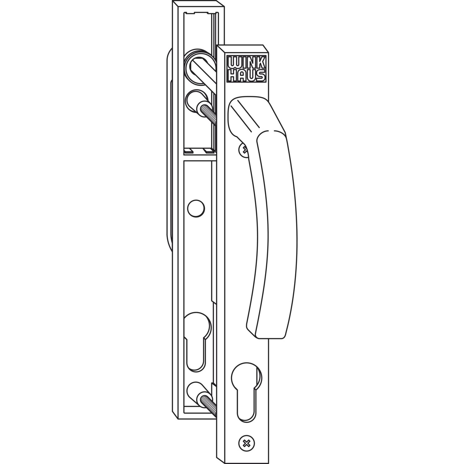 Winkhaus Griffgarnitur GG.RR.F1 Profilzylinder -Lochung bis Türstärke 70mm Alu silberfärbig