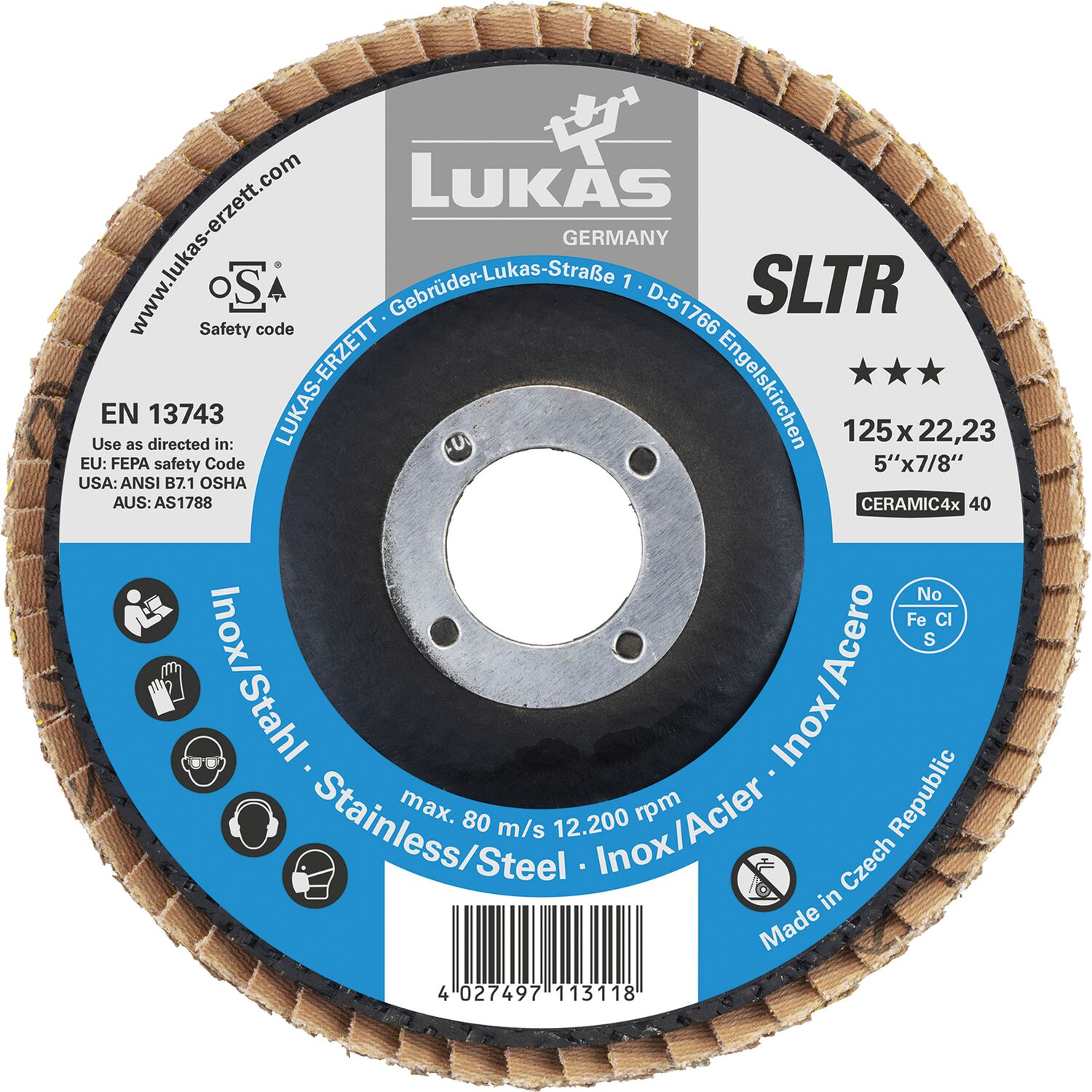 Lukas Schleiflamellenteller SLTR Ceramic4x ø 125 mm Korn 40