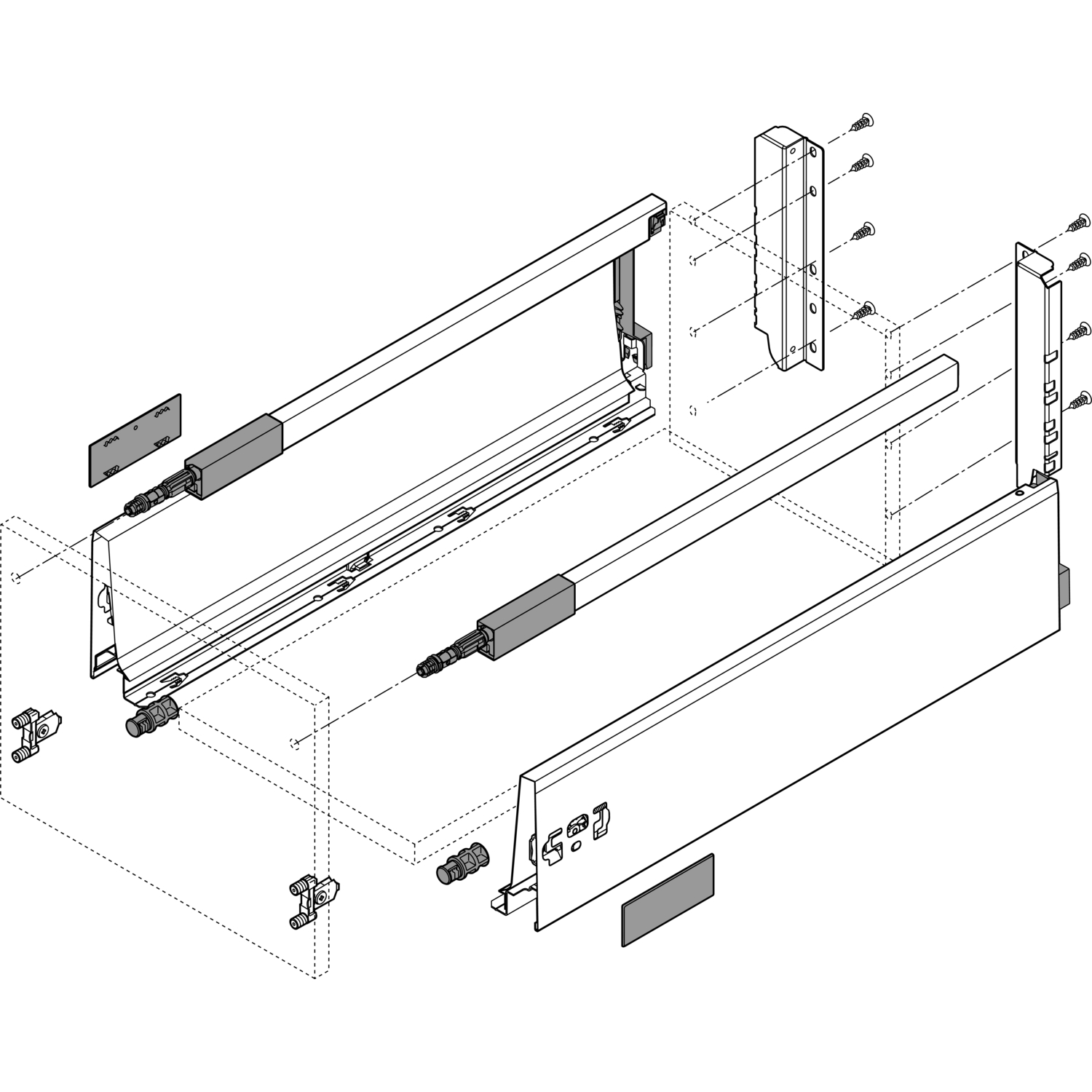 blum TANDEMBOX antaro SET Höhe D-Reling(K),BLUMOTION M, 65kg,NL 500, Seidenweiß