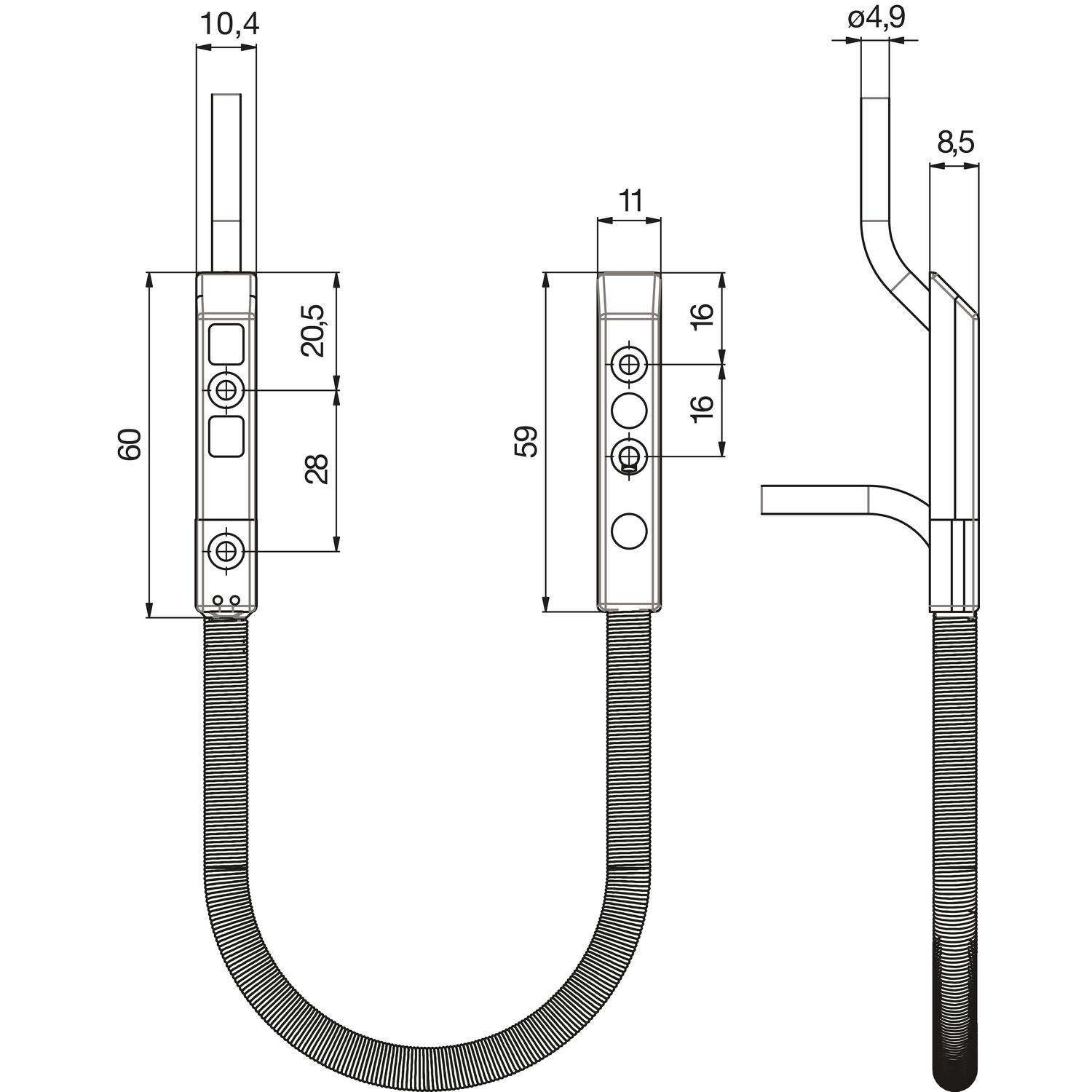 KFV Kabelübergang verdeckt 180°,Türseite 4m/Rahmenseite 8m Kabel,Steckverbindung