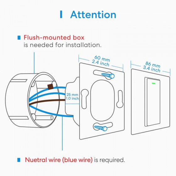 Meross Smarter Wandschalter WiFi WiFi HomeKit