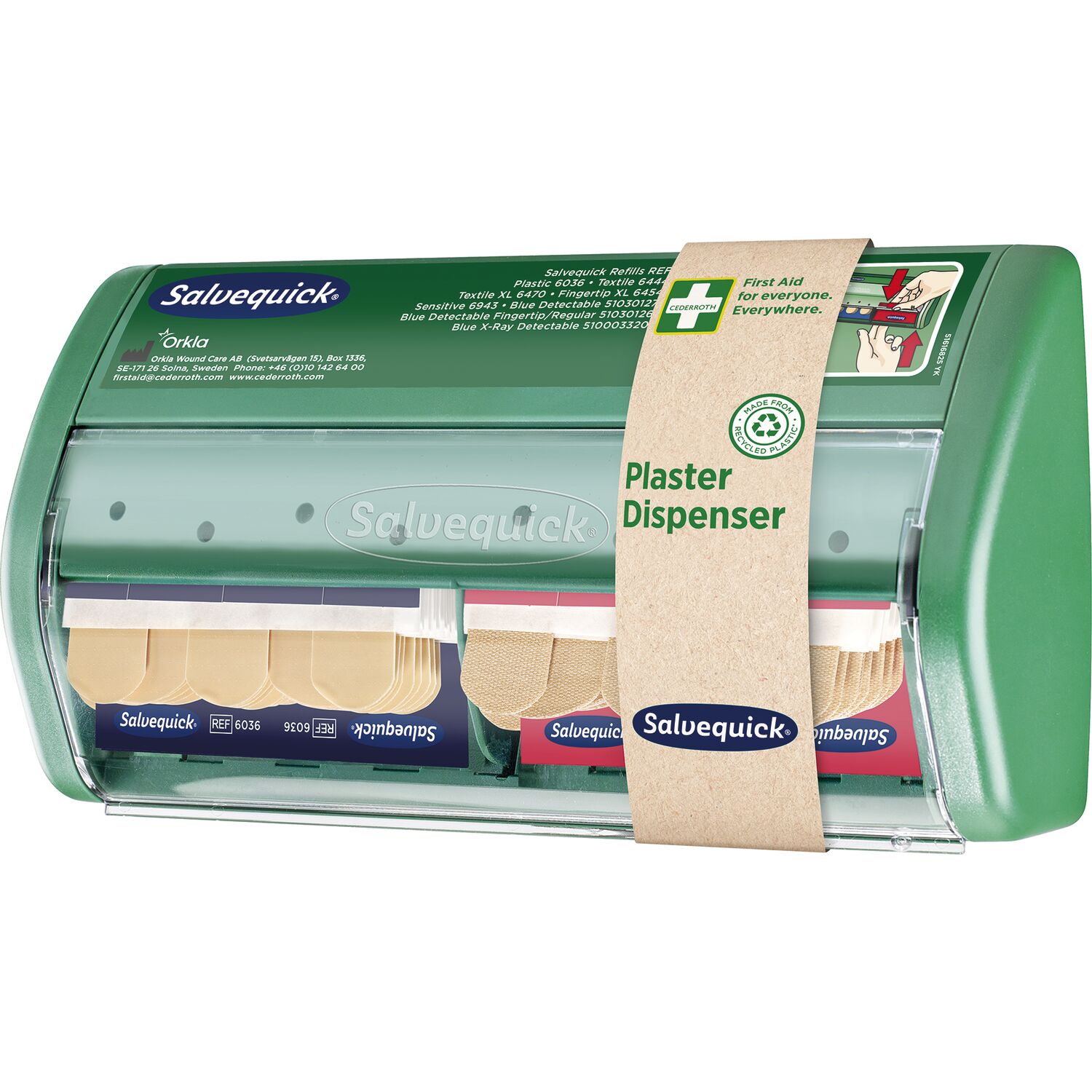 Cederroth SALVEQUICK Pflasterspender 40xTextil-u. 45x wasserfestes Pflaster