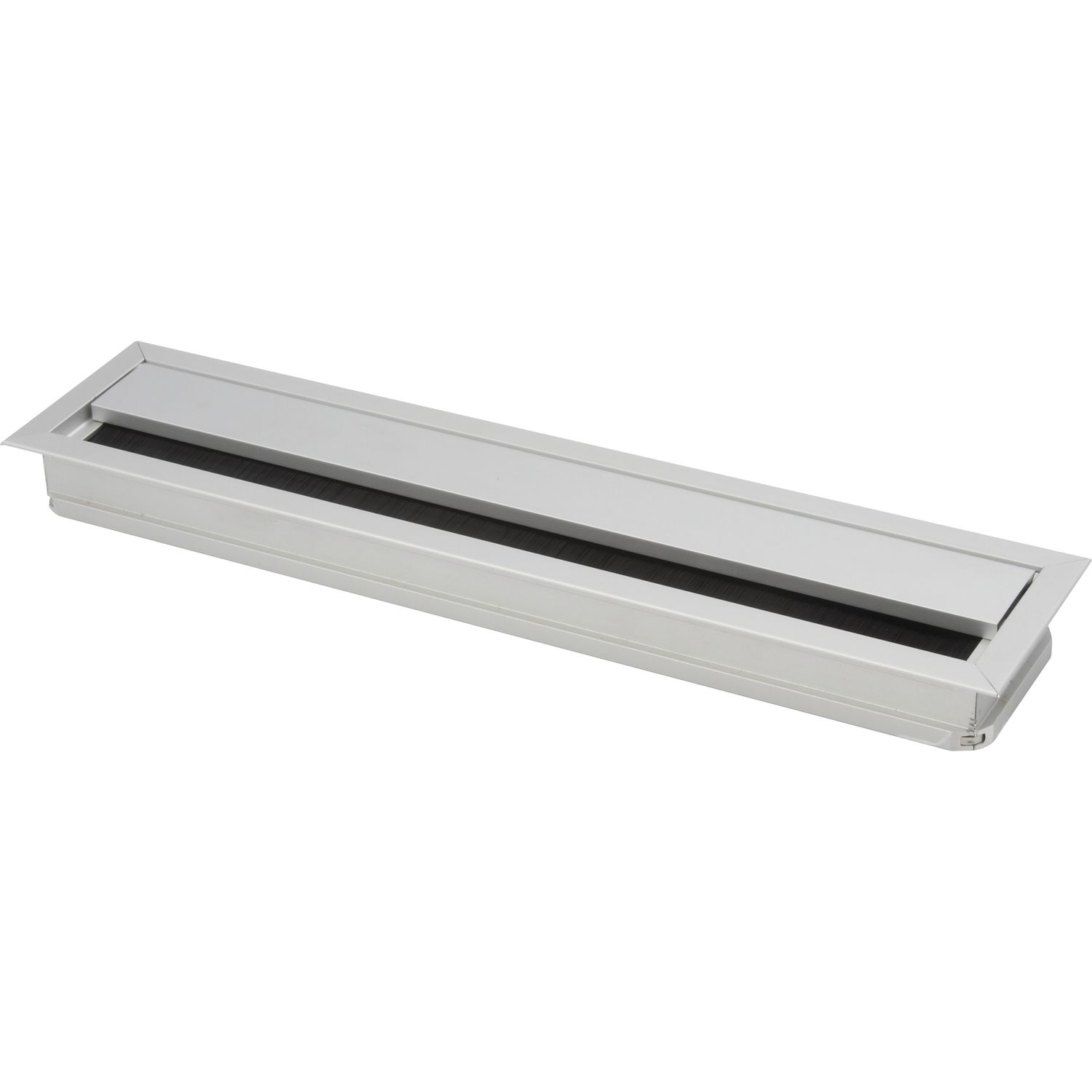 Kabeldurchgang eckig mit Staubschutzbürste, 350x70x25 mm, Aluminium eloxiert