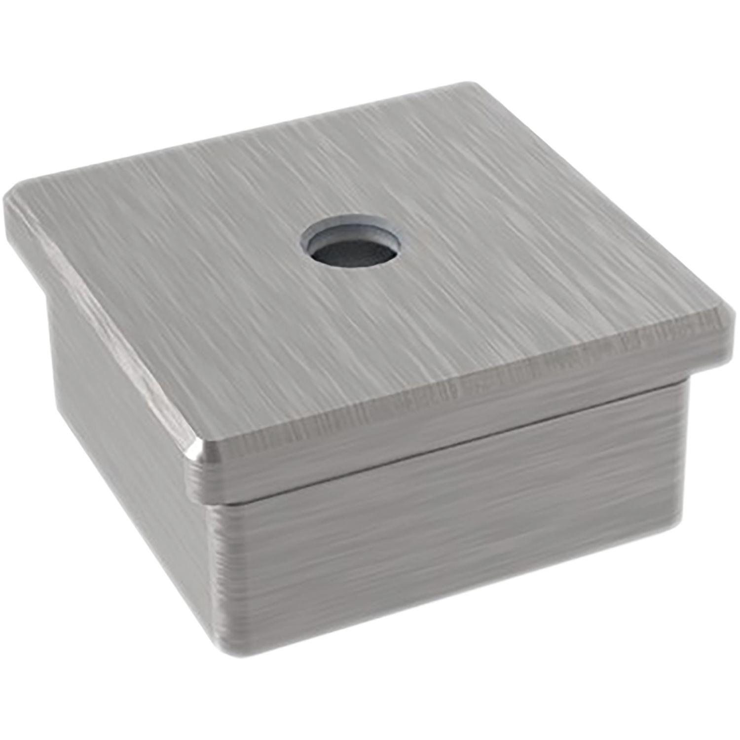 Economy Endkappe eckig,hohl m.Mittelbohrung M8,40x40mm,Edelstahl geschliffen V2A