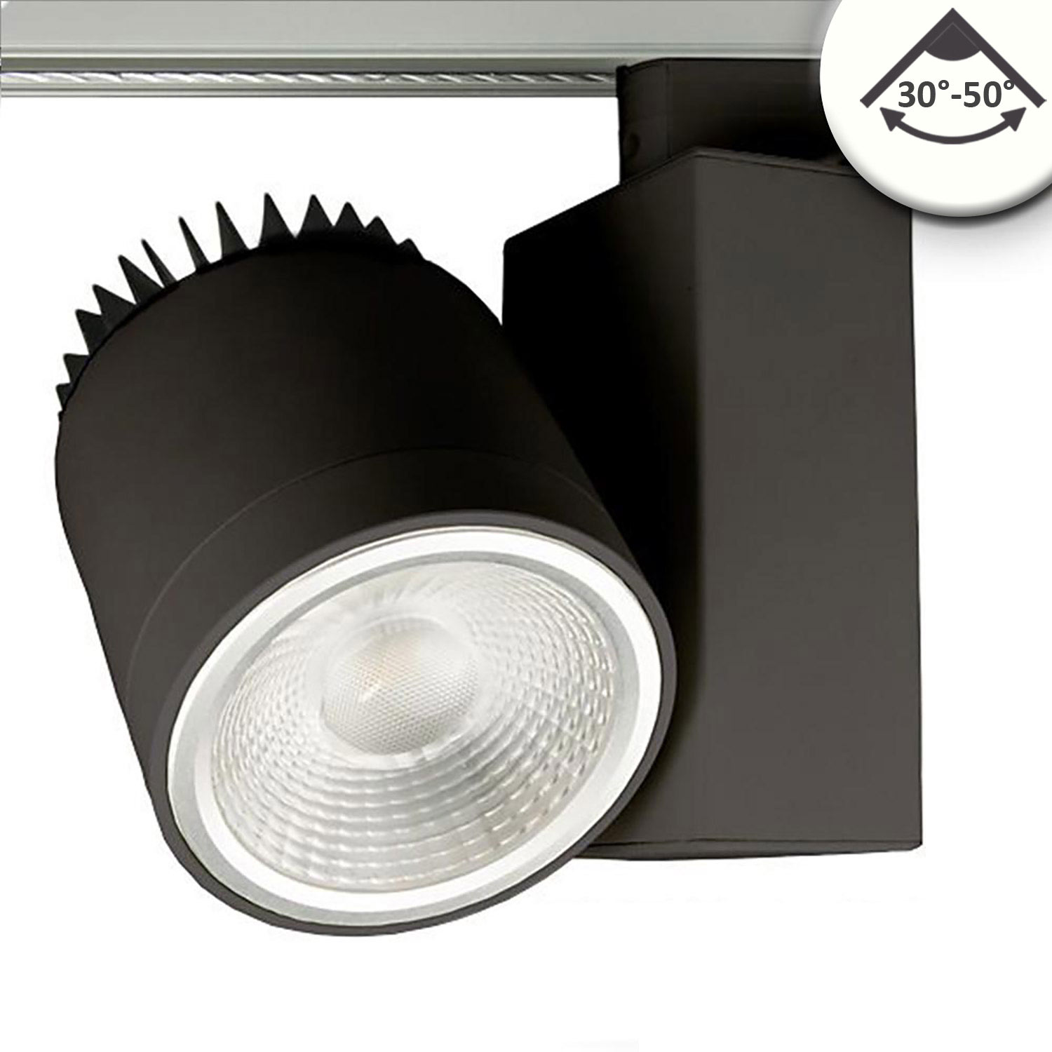 ISOLED 3-Phasen Schienen-Strahler fokussierbar 35W 30°-50° schwarz matt 4000K CRI92