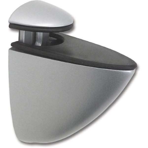 Glastablar-Klemmträger Oval, Glas 3-25 mm, Zinkdruckguss Edelstahl Effekt
