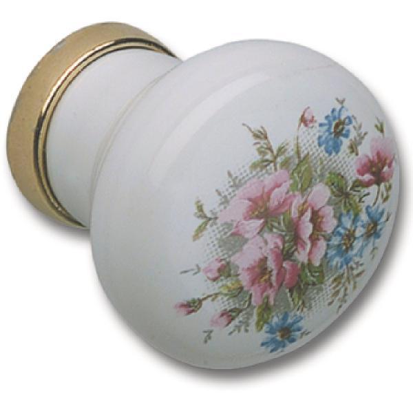 Knopf Cary ø 28 mm, Porzellan/Messing, weiß bemalt/poliert