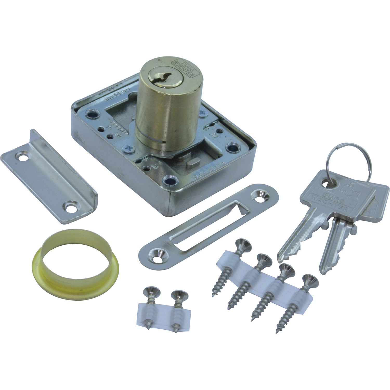 Burg Wächter MZ 23 Zyl.-Kastenschloss verschiedensp. L 25mm Messing poliert