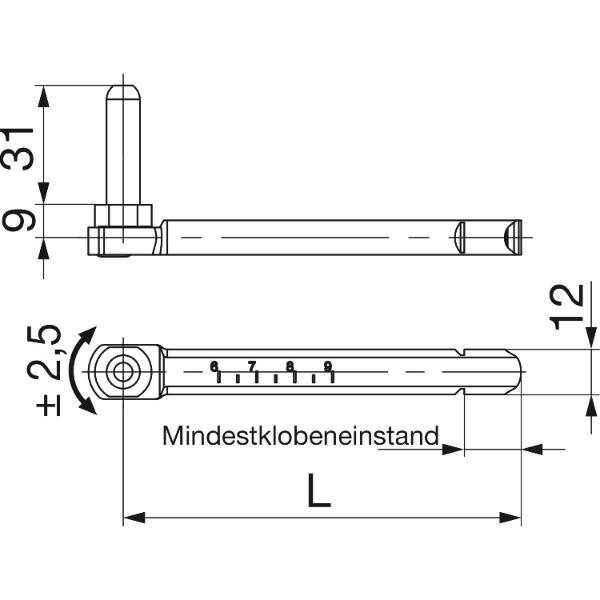 Maco #209423 Rustico Ladenverstellkloben BLR fix Größe L105 schwarz