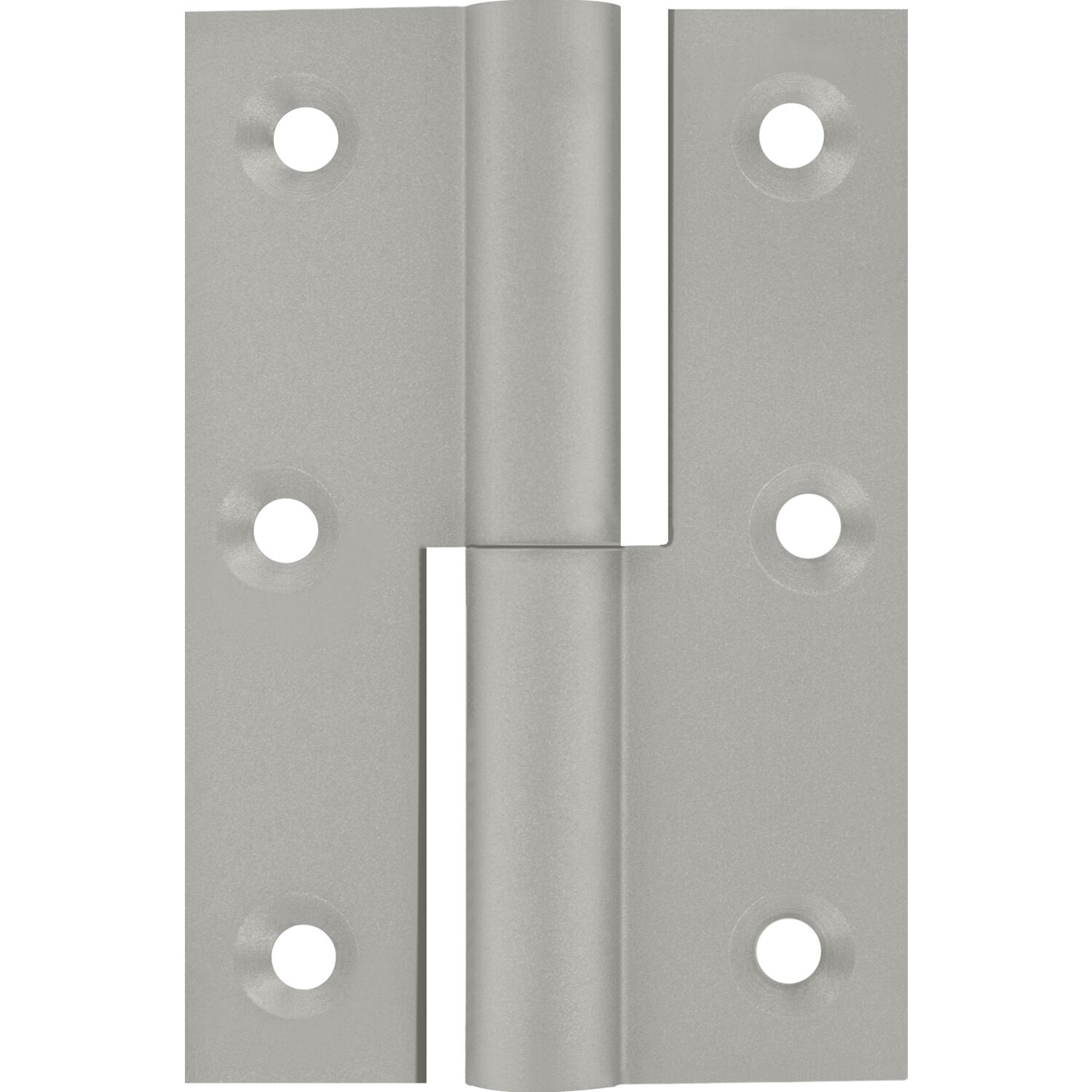 Möbelband gerade - Zylinderkopf links, 50x40 mm, Messing vernickelt matt
