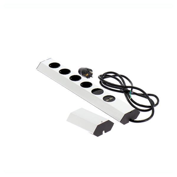 BACHMANN Steckdosenleiste Casia 4-fach Schukosteckdose + USB, Edelstahl Effekt ()