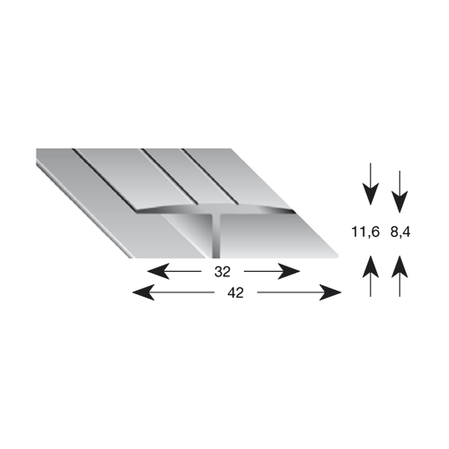 Kügele Gleitabschlussprofil H Alu silber eloxiert 8/2700 mm