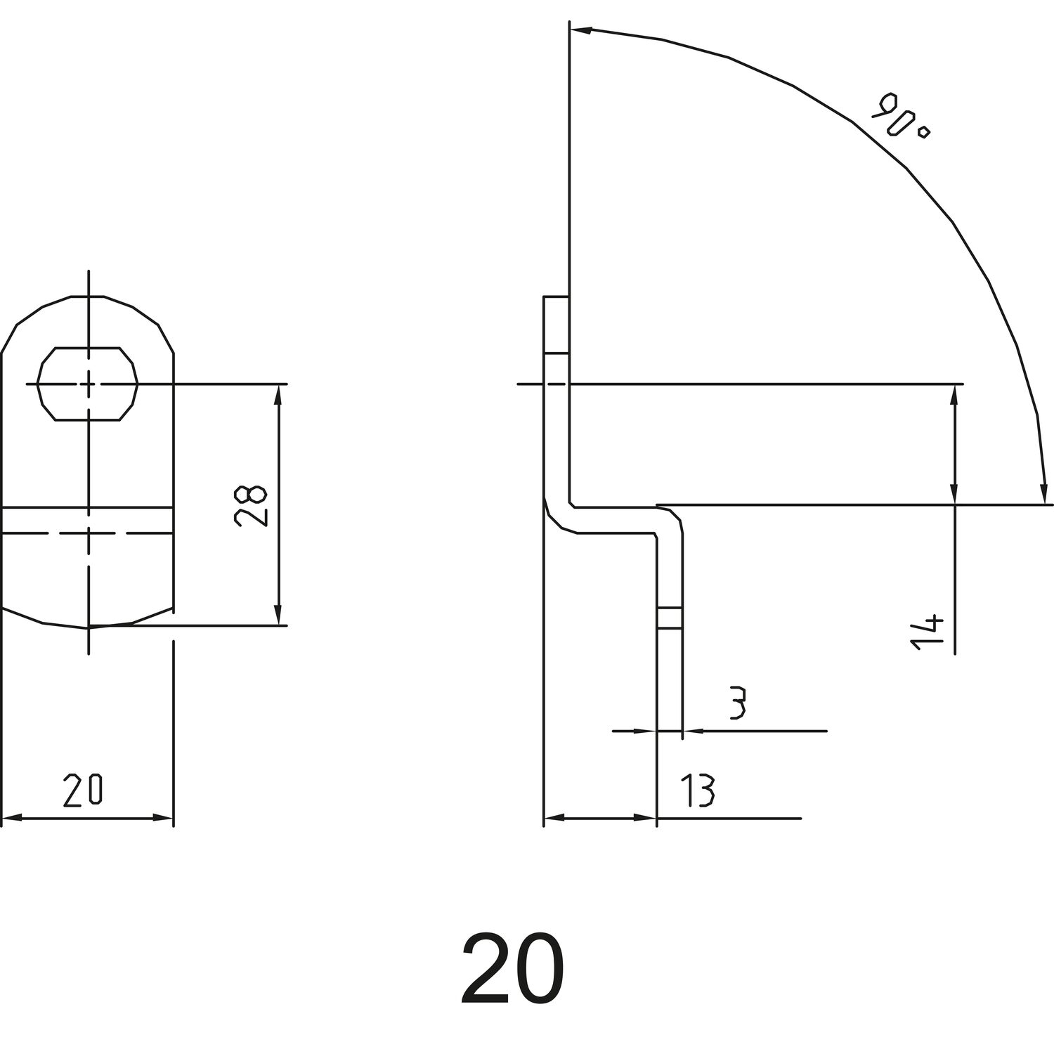 ASSA ABLOY Sperrnase für Elektronisches Schrankschloss Sense+PIN,Nr.20,gekröpft