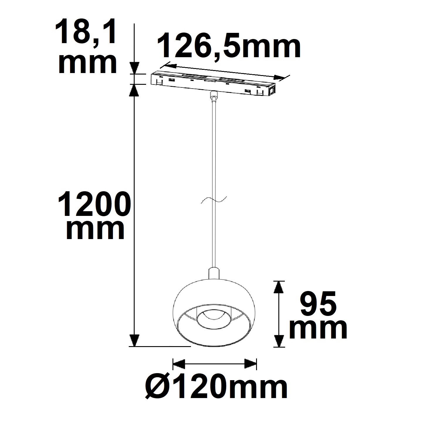 ISOLED Track48 Hängeleuchte Circle 8W 45° 48V DC schwarz 3000K DALI dimmbar
