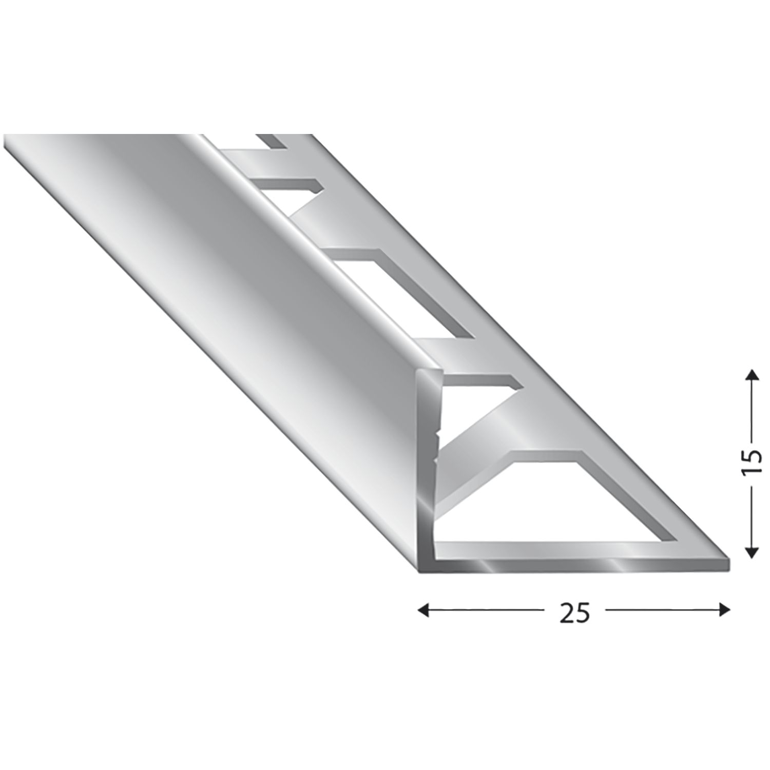 Kügele Fliesenprofil PRIMO, Alu silber, Innenhöhe 15 mm, 3000 mm