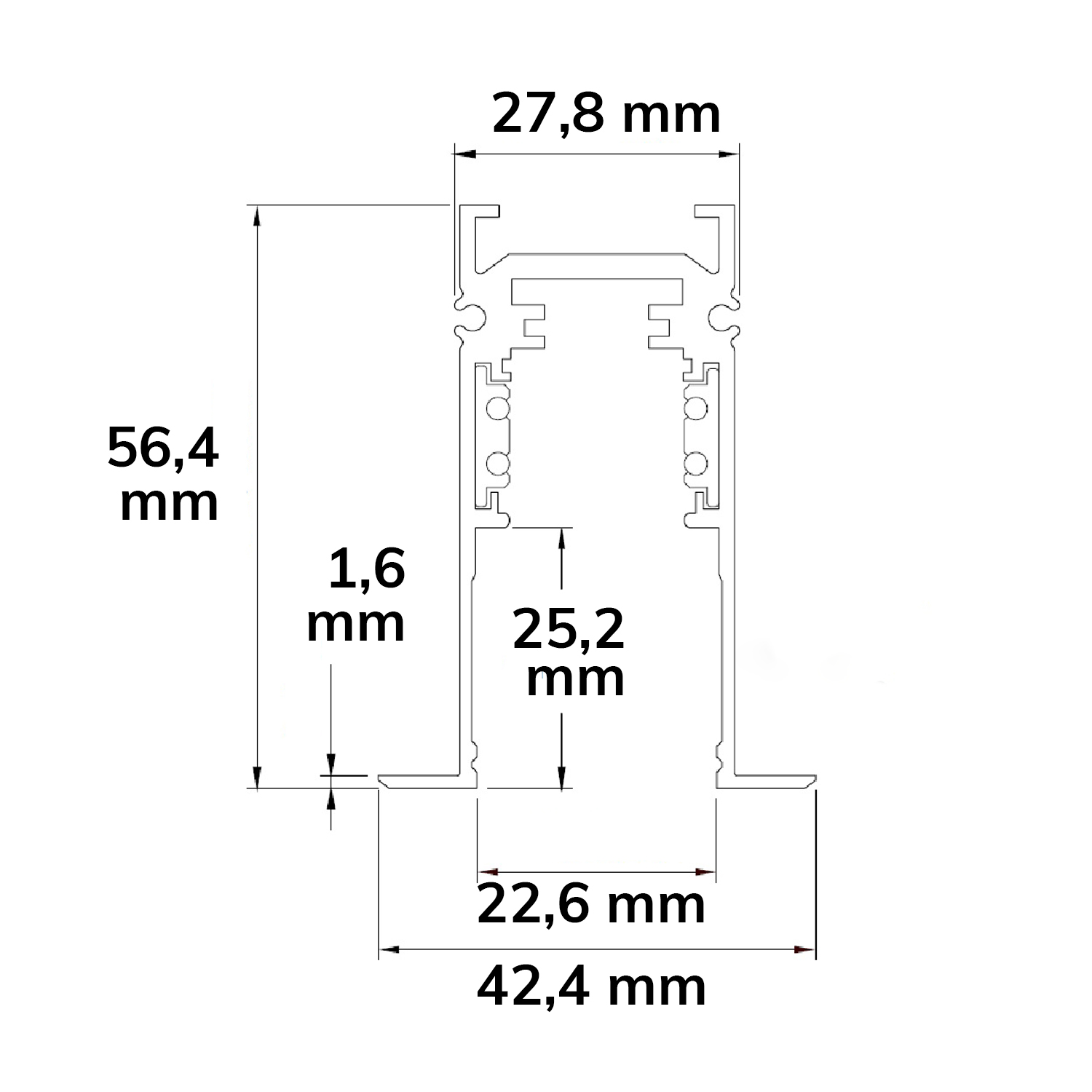 ISOLED Track48 Einbauschiene weiß 200cm 4-polig inkl. Endkappen und Schutzcover