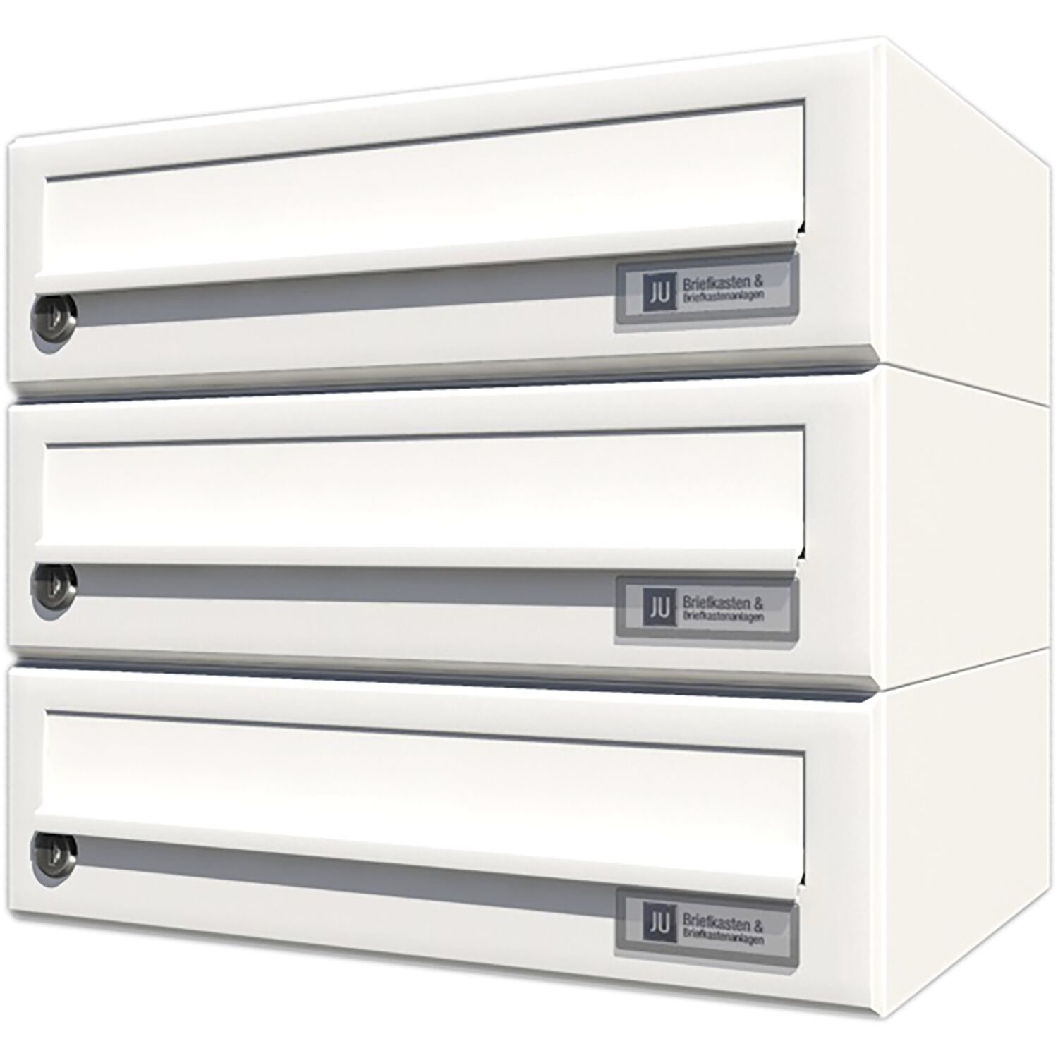 JU Hausbrieffachanlage 3-teilig, 375 x 330 x 280 mm, Stahl weiß RAL 9016