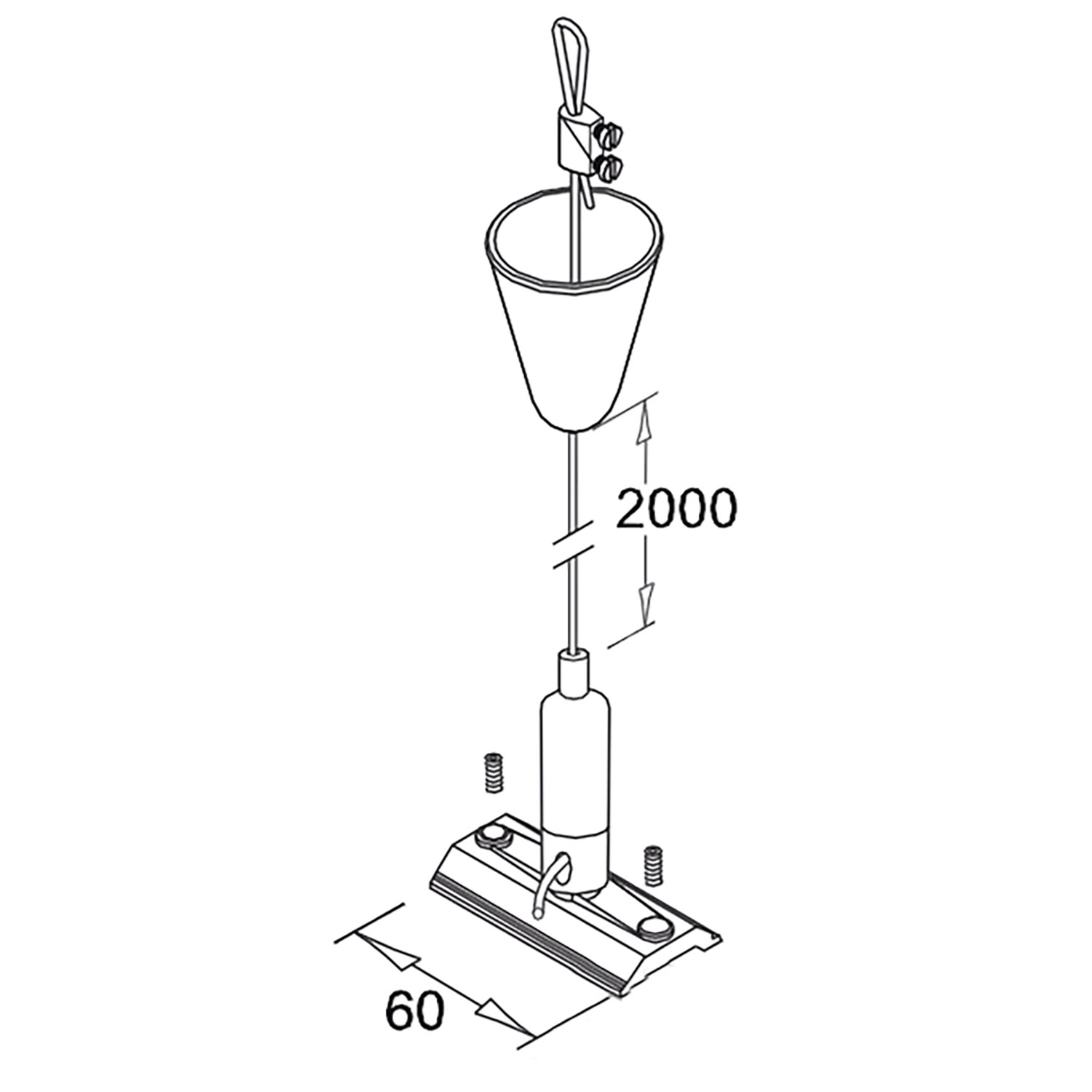 ISOLED Seilabhängung (1 Stk) für 3-Phasen Stromschiene Classic mit Gegenstück Baldachin und Stahlsei