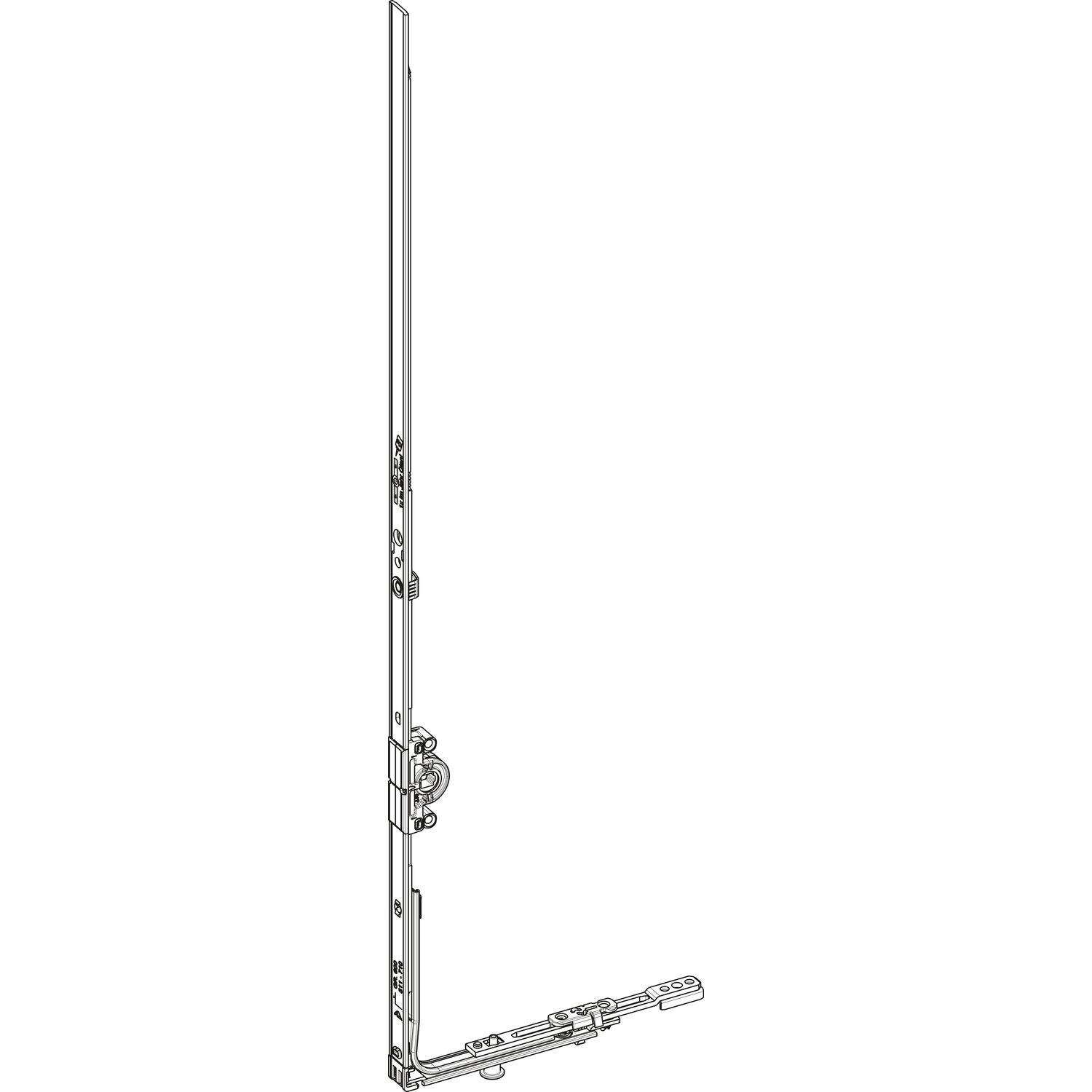Roto ROTO D-/DK-Getriebe KSR konstant DM 15 mm 1P L=600/170 mm Eckumlenkung silber