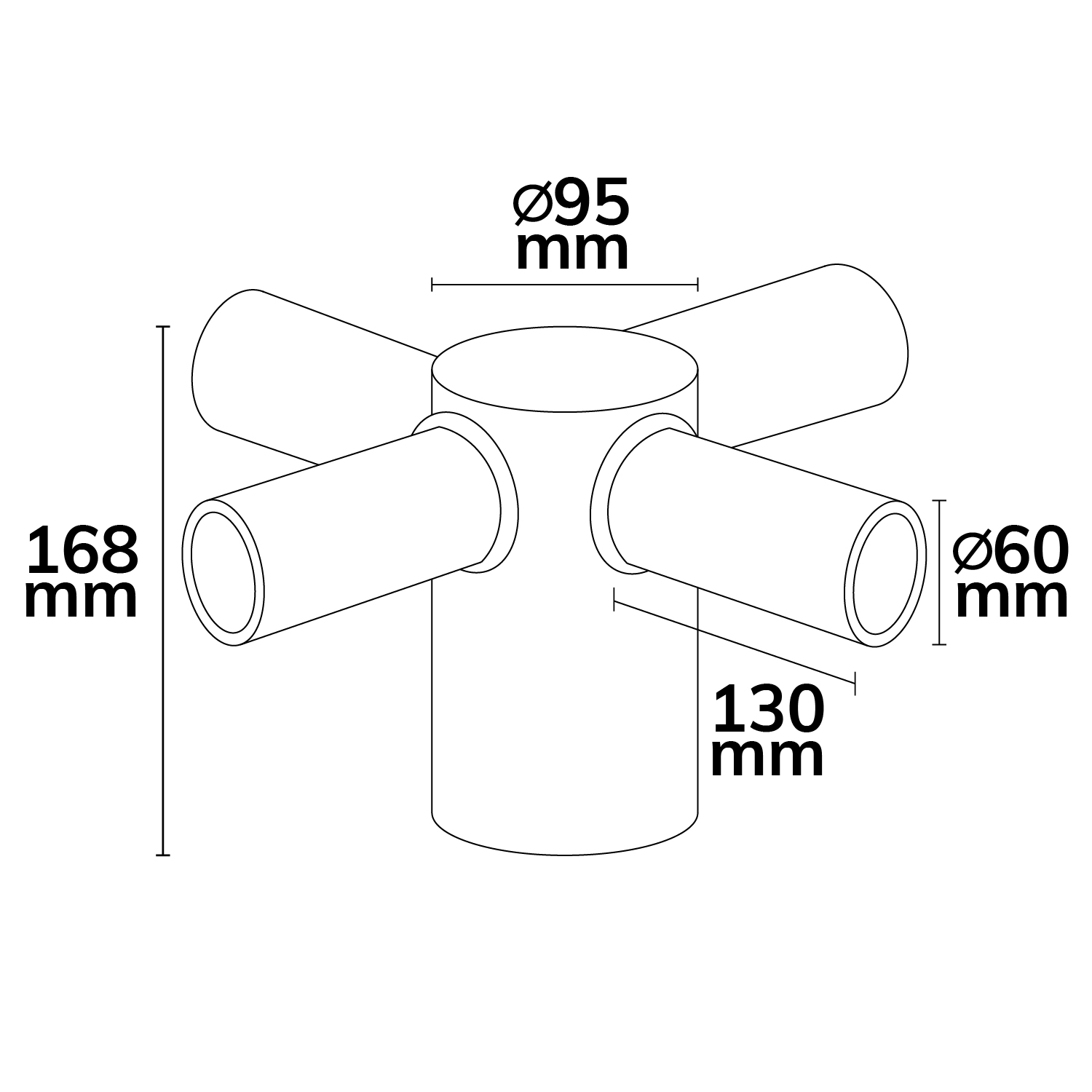 ISOLED Mastadapter 4-fach für Street Light HE75-115 65-80mm Innendurchmesser