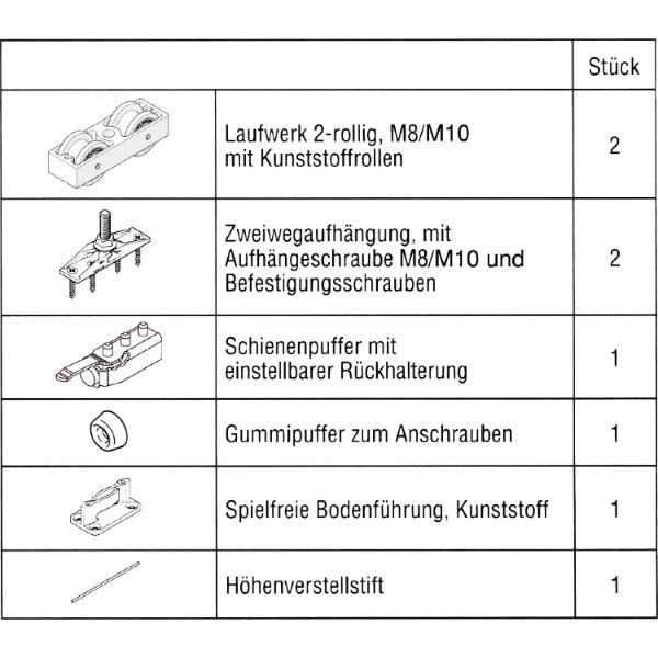 Hawa HAWA Junior 40/Z Beschlagset Holz ohne Laufschiene