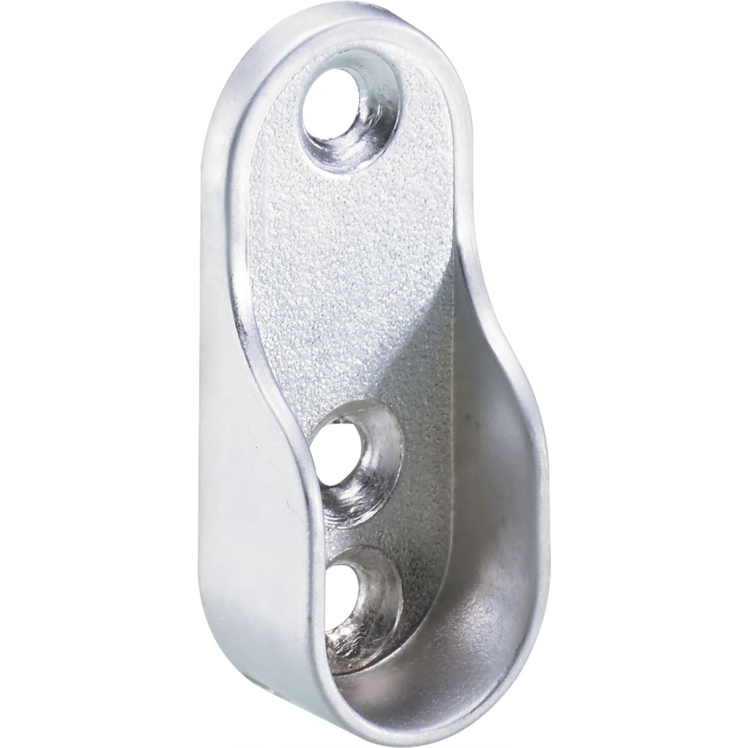 Schrankrohrlager Oval 1 für Schrankrohr, 3 Schraublöcher, Zink alufarbig