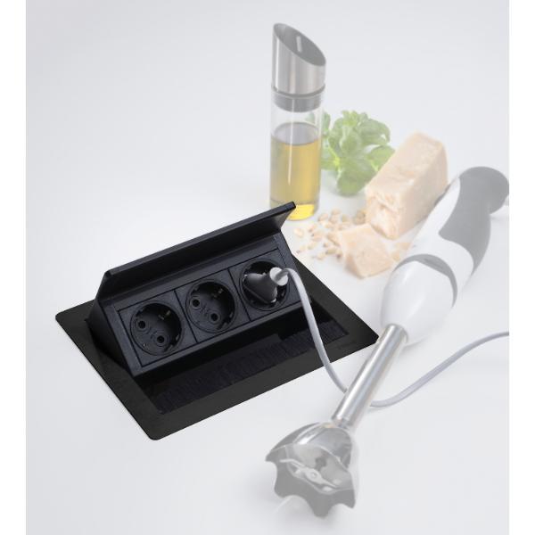 EVOline Flip Top Push S 3xSchuko schwarz