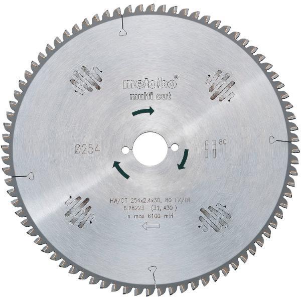 METABO HW-Kreissägeblatt Multi Cut 254x2,4x30 mm Z80 TZ/FZ neg.