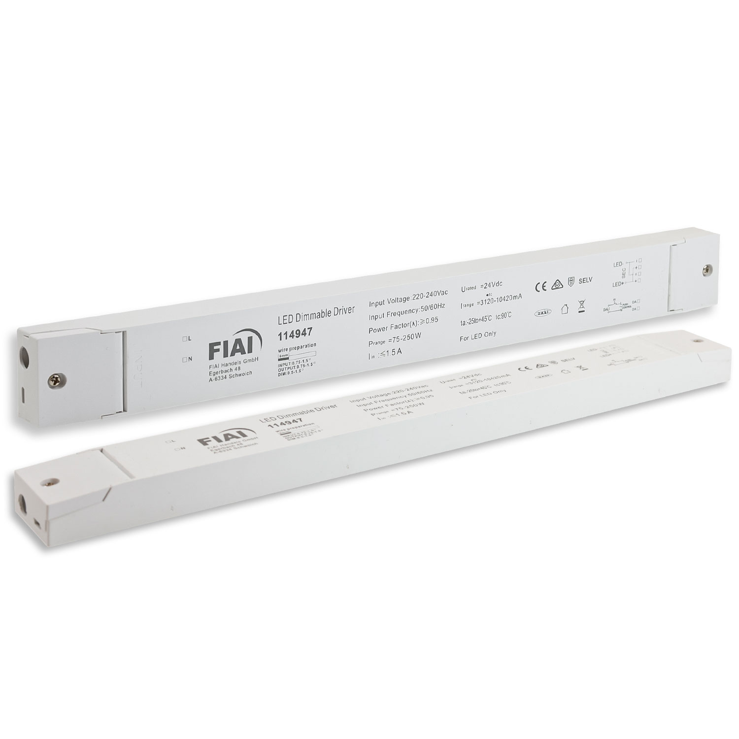 ISOLED LED PWM-Trafo 24V/DC 0-250W Push/DALI-2 dimmbar SELV flach
