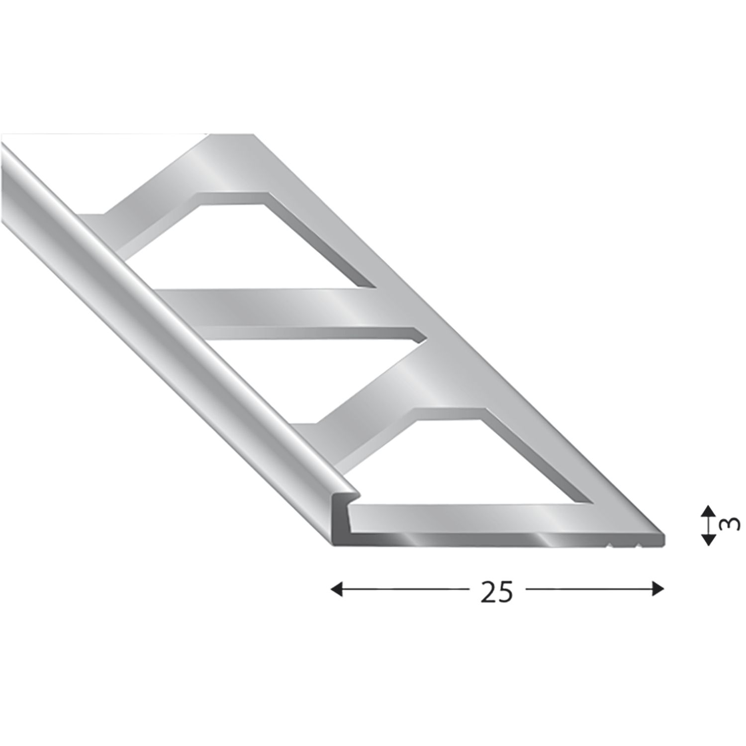 Kügele Fliesenprofil PRIMO, Alu roh, Innenhöhe 3 mm, 3000 mm