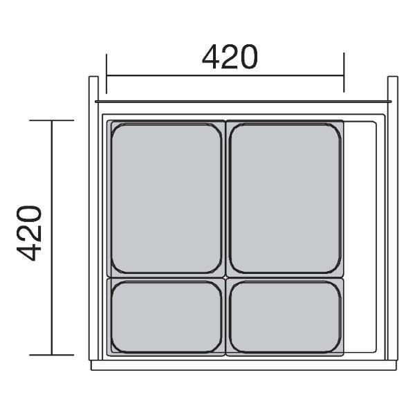 ninka eins2vier Set Korpusbreite 600/Seitenwand 18 - 19mm Dunkelgrau